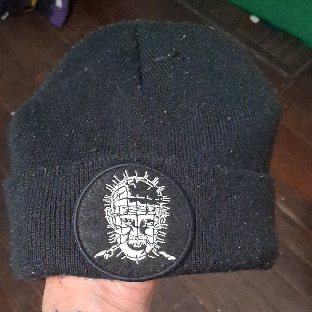 Supreme Hellraiser Black Knit Beanie with White Logo